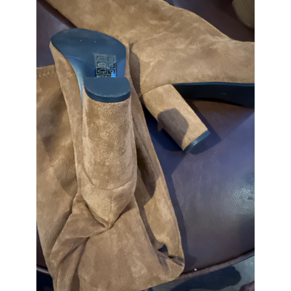 SHEIN Tan Suede Over-The-Knee Boots in Brown - Picture 2 of 3